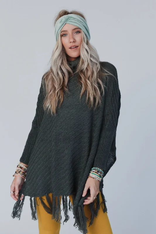 Paloma Poncho Sweater - Olive