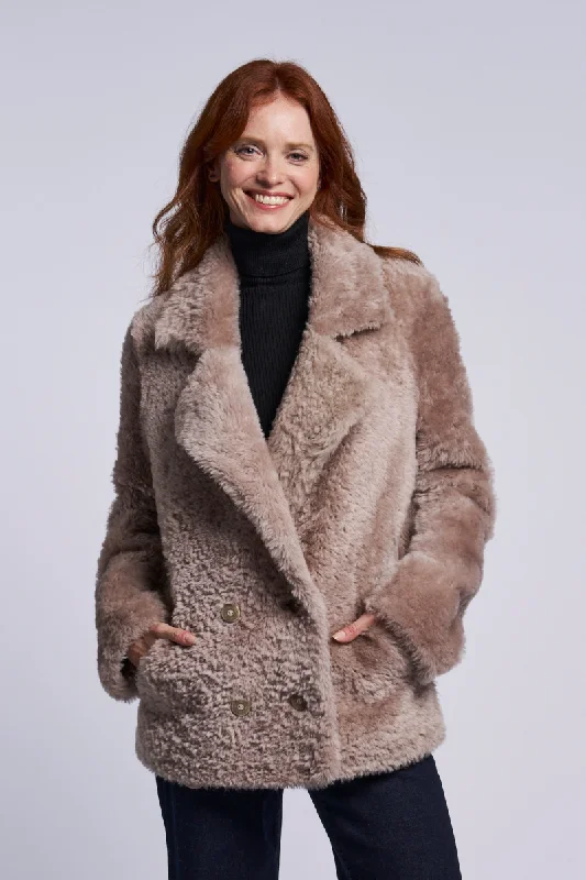 Urban Chic 450 Double breasted silky shearling jacket Gift of style  $1090