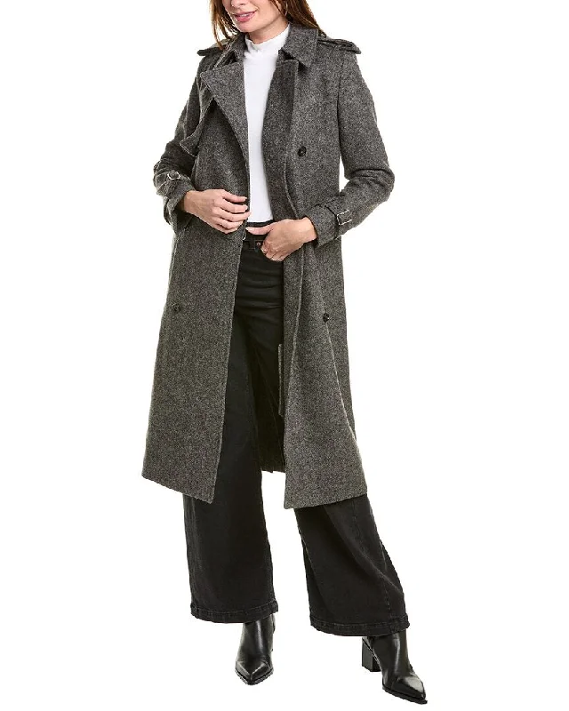 Sports Fitness Style Burberry Long Wool Trench Coat