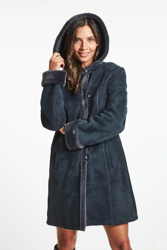 Cozy Fit Wear #2926HD Spanish Merino Shearling Hooded Coat