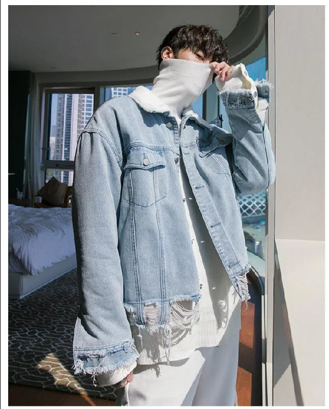 Modern Chic Ripped Denim Jacket