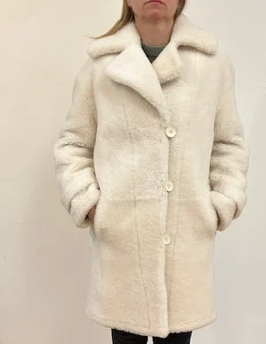 Retro Lace Fabric 4241X Winter white shearling coat Just 1 size M   $500