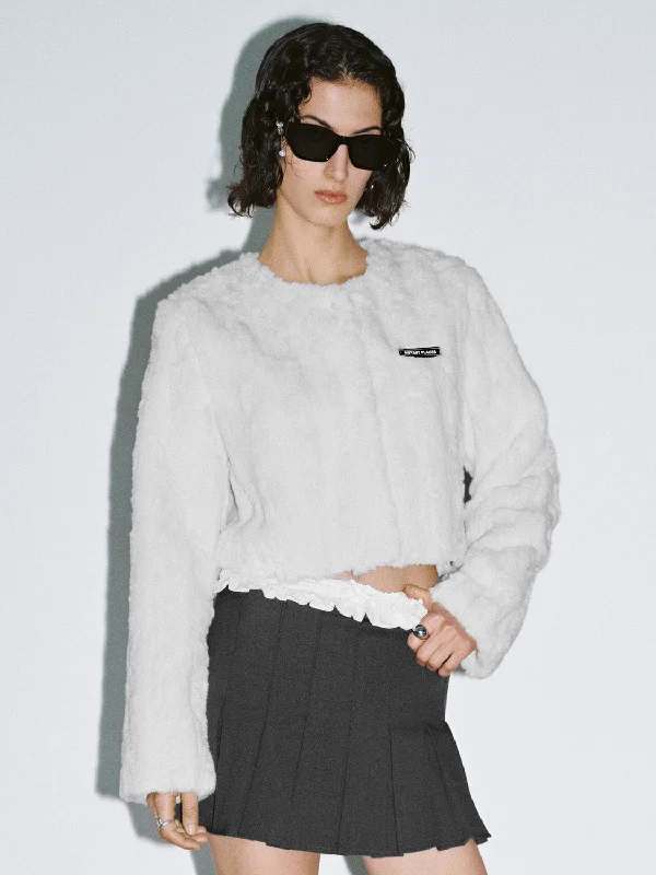 Retro Literary Style Regular Fur Coats