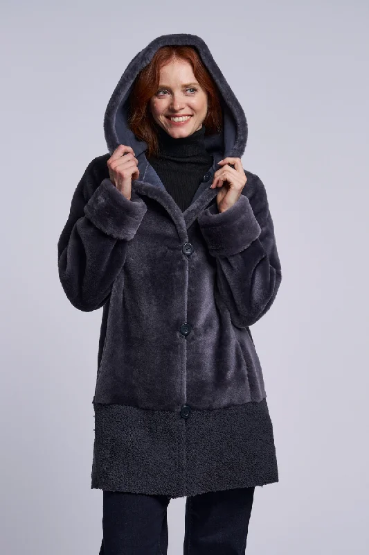 Soft Layers 477HD Hooded shearling coat