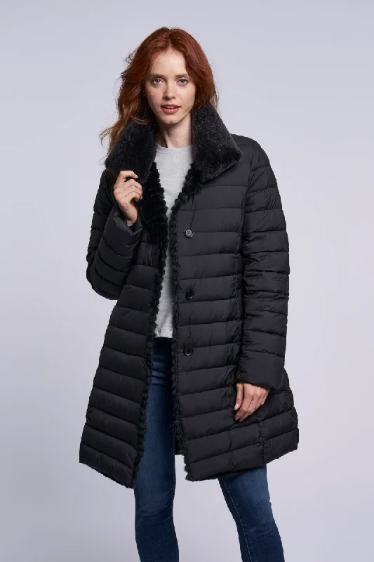 Light Comfort 4255 Down coat reverses to genuine shearling  final markdown  $250