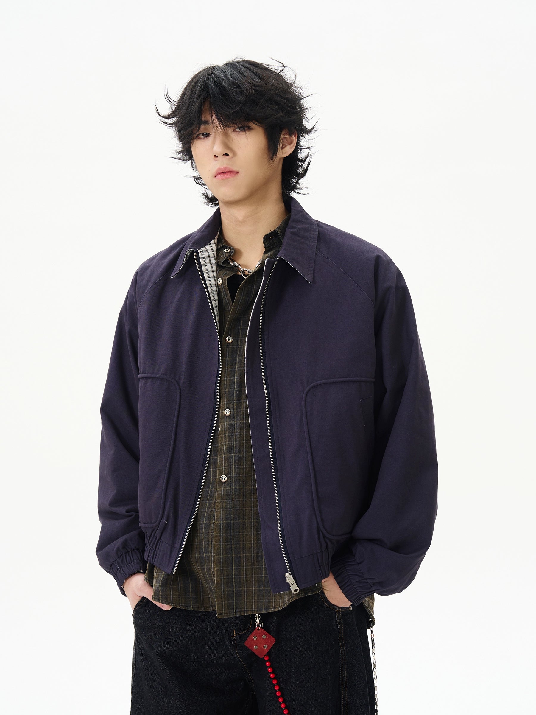 Sports Yoga Style Double-Sided Plaid Casual Jacket