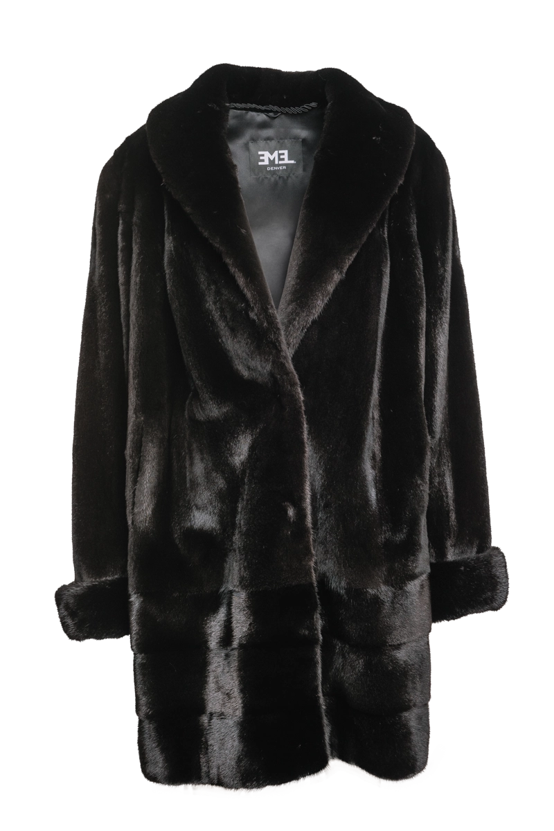 Fashion Trend Plus Size Fashionable Mid Length Mink Fur Coat - Shawl Collar - Horizontal Hem Fashion Trend Plus Size Fashionable Mid Length Mink Fur Coat - Shawl Collar - Horizontal Hem