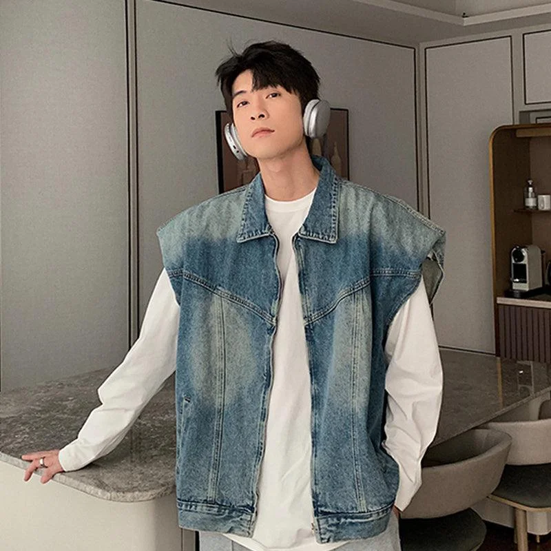 Layered Comfort Sleeveless Denim Jacket Vest