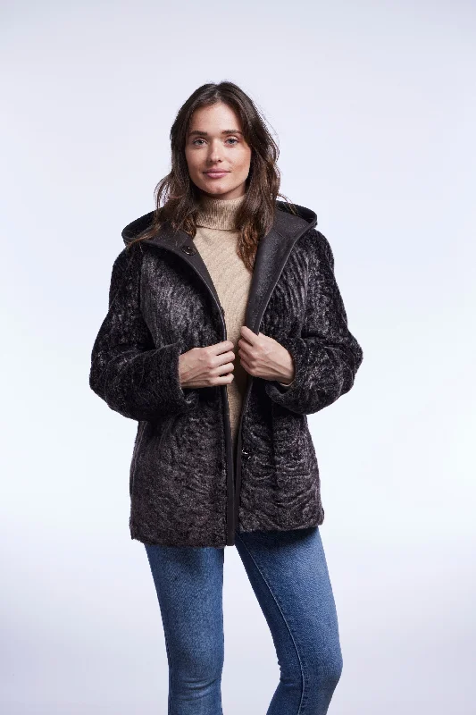 Effortless Wear #150HDC Textured Shearling Reversible Hoodie