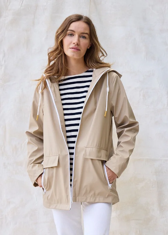 Sports High Waist Style ST GABRIELLE - Waterproof Patterned Rain Jacket with Fancy Drawstrings (OATMEAL) Sports High Waist Style ST GABRIELLE - Waterproof Patterned Rain Jacket with Fancy Drawstrings (OATMEAL)