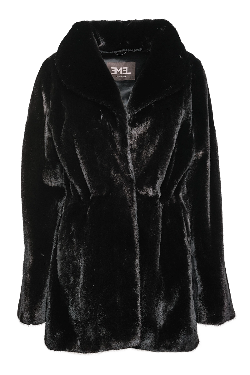 Comfortable Dresses Blackglama Mid-Length Mink Fur Coat-Shawl Collar