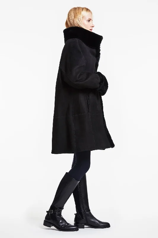Cozy Pants #1125 Shearling Walking Coat with drop shoulders