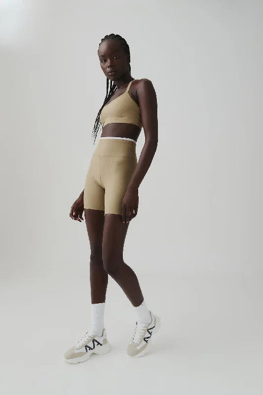 Relaxed Fashion Contrast Rib Mid Length Bike Short 601