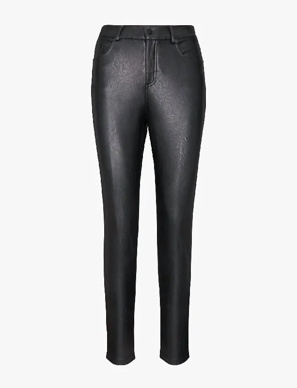 Faux Leather Five Pocket Pant Slg69 In Black