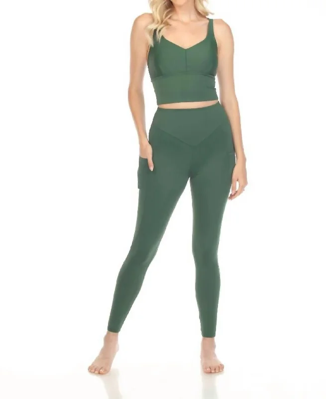 Yolanda Yoga Leggings In Forest Green