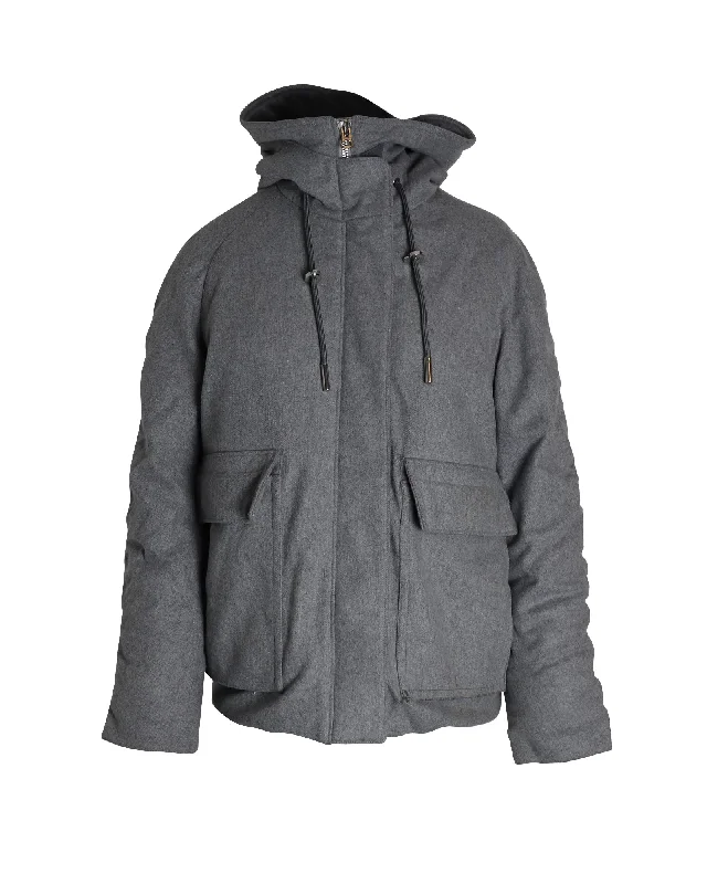Sweet Breath Acne Studios Asa Puffed Hooded Winter Jacket in Grey Wool