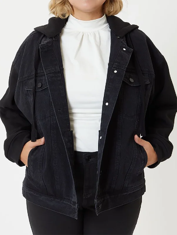 European Plan Curvy Bad to the Bone Denim Jacket By KanCan