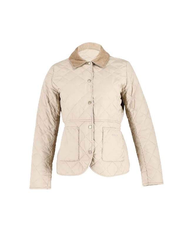 Comfy Chic Barbour Deveron Quilted Jacket in Beige Polyester