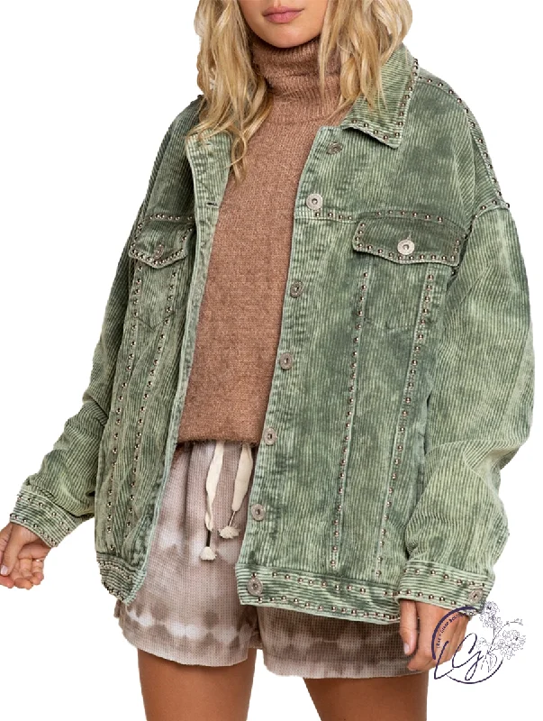 Comfortable Sweaters Better With Studs Corduroy Jacket