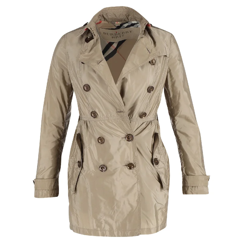 Versatile Style Burberry Brit Rain Trench Coat in Brown Polyester