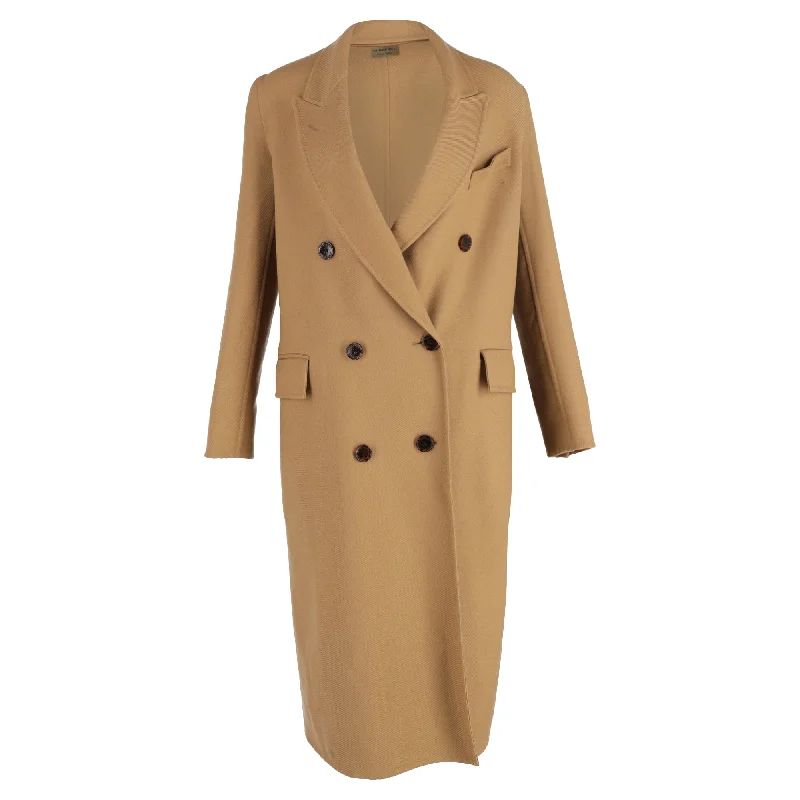 Stylish Ease Burberry London Double-Breasted Coat in Brown Wool