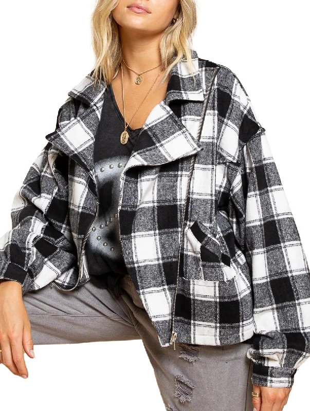 Fashion Expert Check In With Me Plaid Rider Jacket