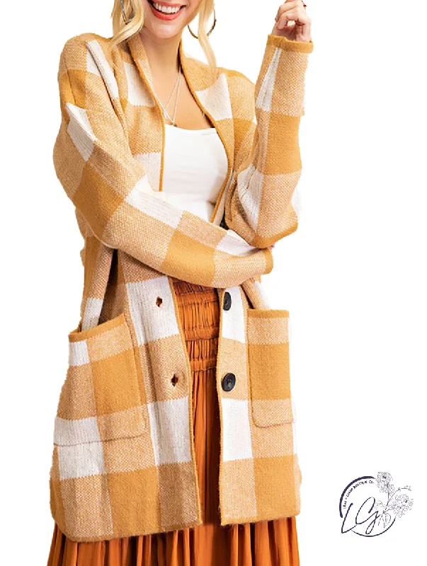 Cozy Outerwear Checkmate Checkered Sweater Coat
