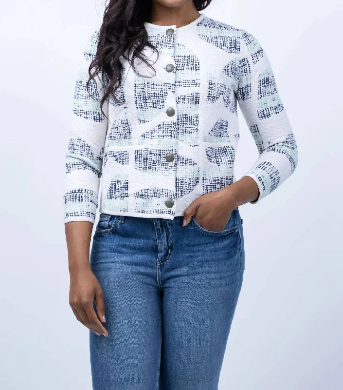 Simple And Comfortable Circle Sequence Knit Jacket In Cream Multi