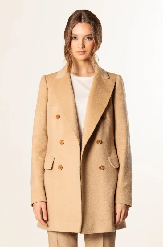 Luxury Classic Coat "WALES MINI" / Cashmere & Camel