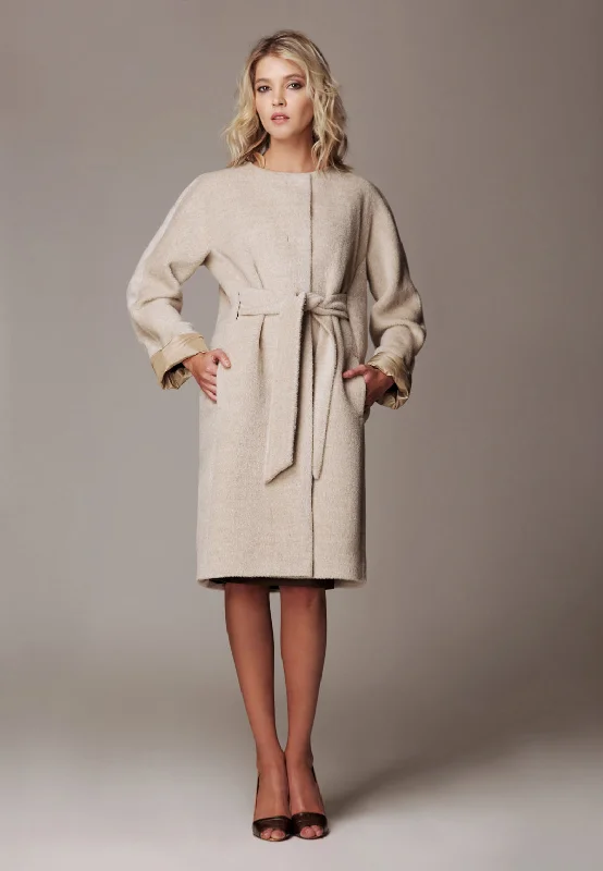Cozy Look Coat "YOKO MIDI" / Alpaca Suri & Wool