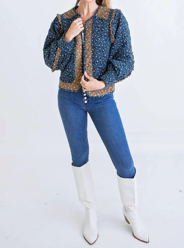 Creative Prints Floral Ditzy Jacket In Blue/brown