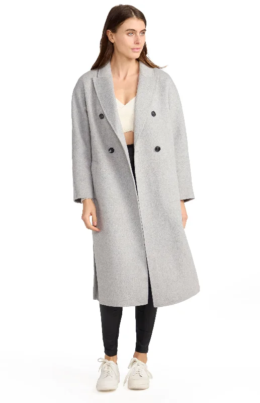 Comfortable And Cold-proof Guestlist Oversized Double Breasted Coat - Grey Marle
