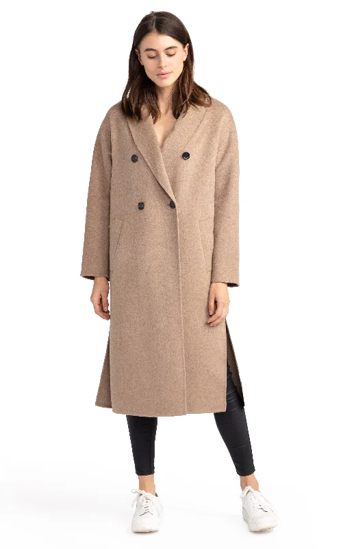 Elegant And Charming Guestlist Oversized Double Breasted Coat - Oat