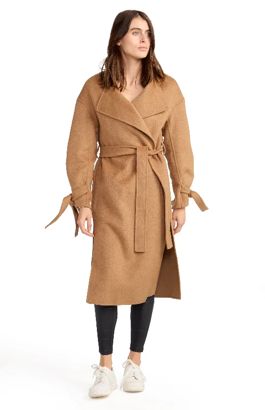 Trendy And Casual Head Over Heels Collarless Robe Coat - Camel