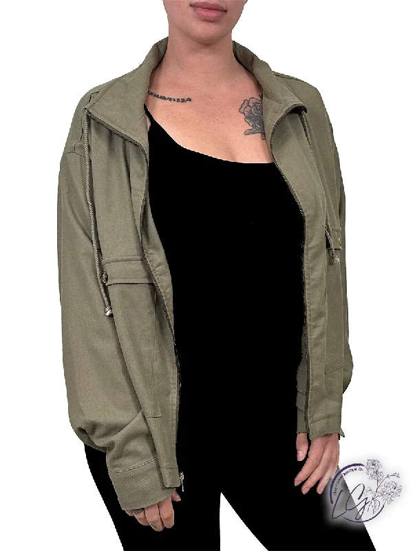 Sweet Style High Neck Utility Crop Jacket