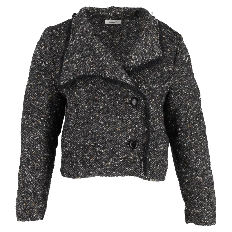 Simple Style Isabel Marant Etoile Edith Tweed Jacket in Black Wool