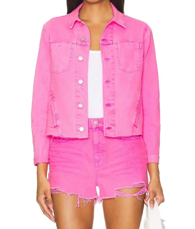 European And American Style Janelle Slim Raw Jacket In Shocking Pink