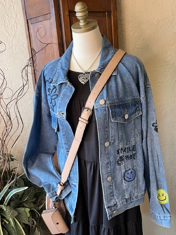 Just Smile Denim Jacket In Medium Wash