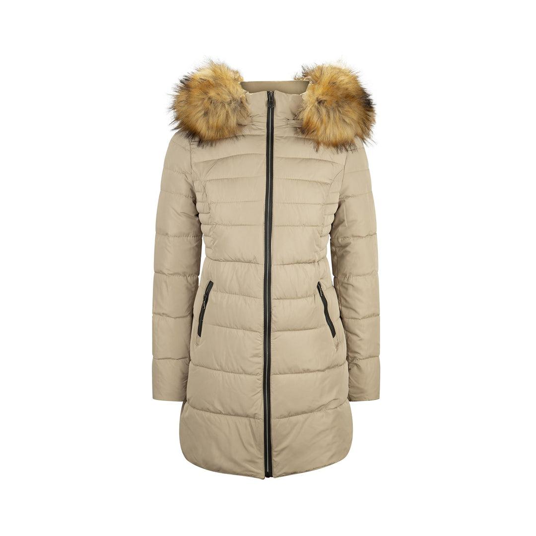 Street Sports Shoes Ladies 3/4 Parka Jacket Fur Hood Zipped Padded Puffer Black Beige Winter Street Sports Shoes Ladies 3/4 Parka Jacket Fur Hood Zipped Padded Puffer Black Beige Winter