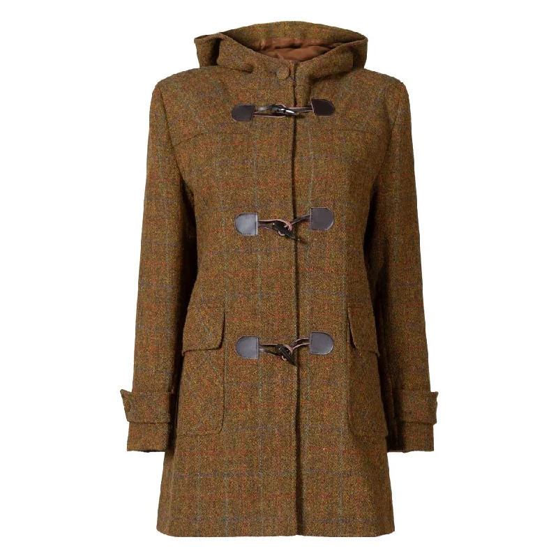High-quality Design Ladies Harris Tweed Duffle Coat - Brown Check