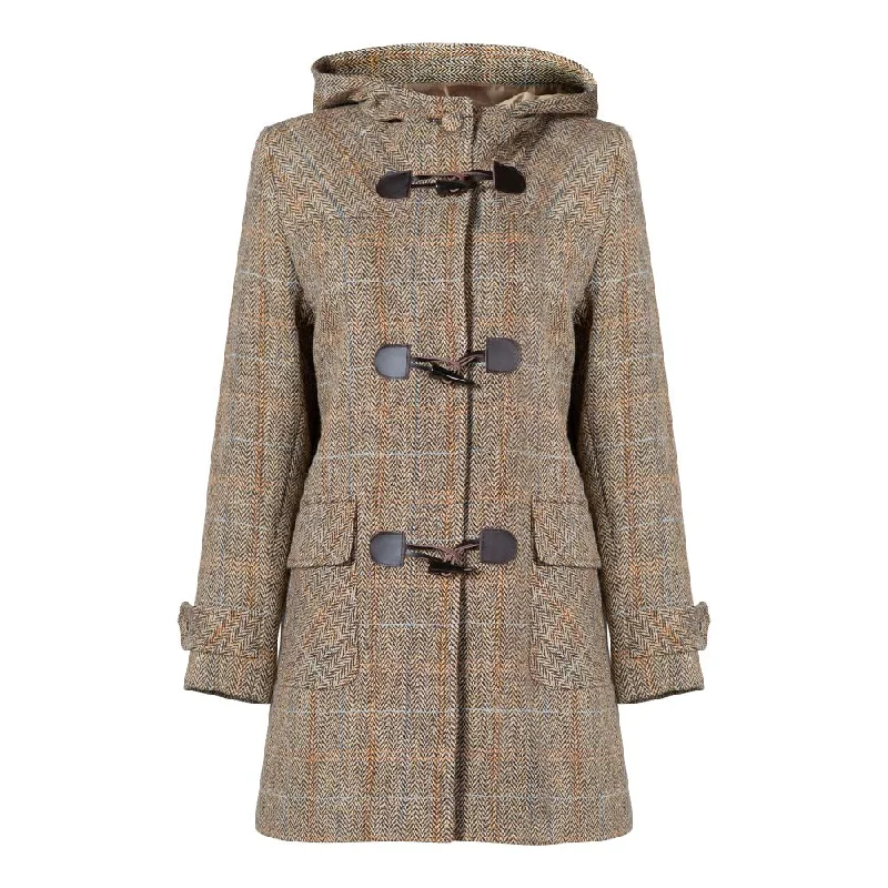 Summer Selection Ladies Harris Tweed Duffle Coat - Brown Herringbone