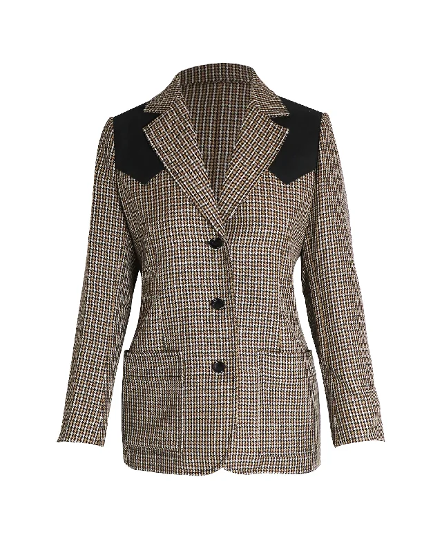 Cozy Dress Louis Vuitton 2014 Houndstooth Print Blazer in Brown Wool