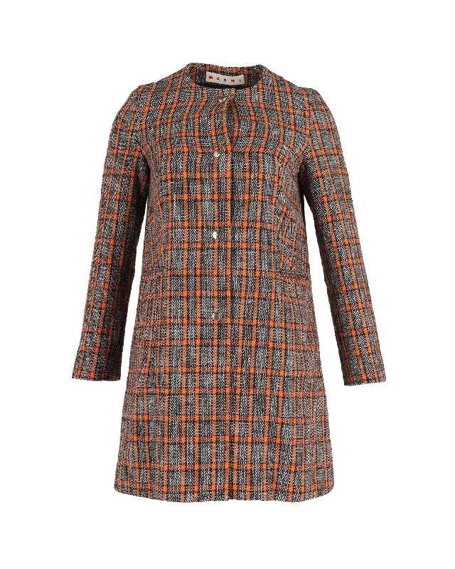 Luxe Comfort Marni Plaid Coat in Multicolor Cotton