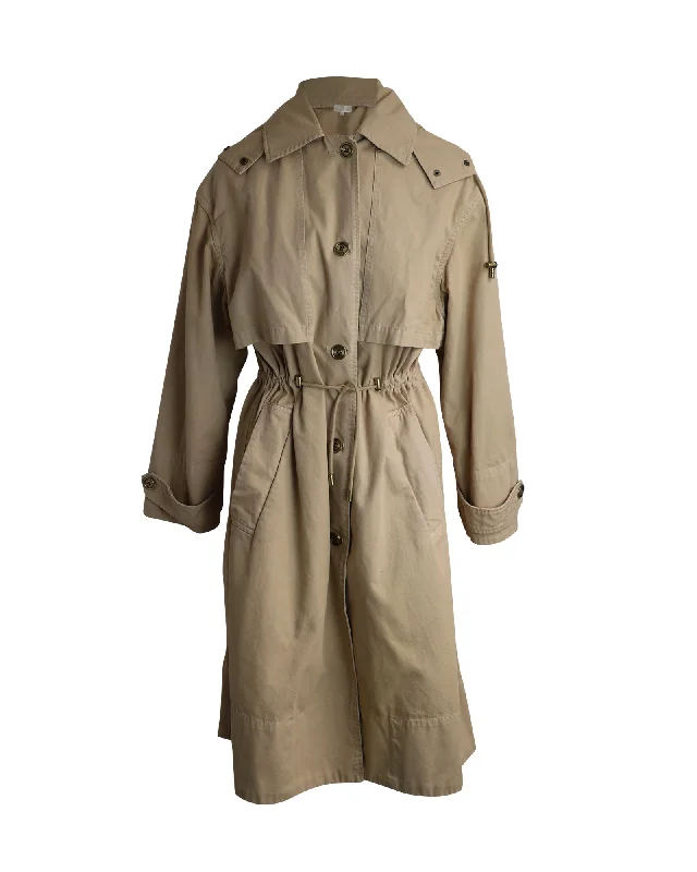Street Letter Style Michael Michael Kors Hooded Trench Coat in Beige Cotton