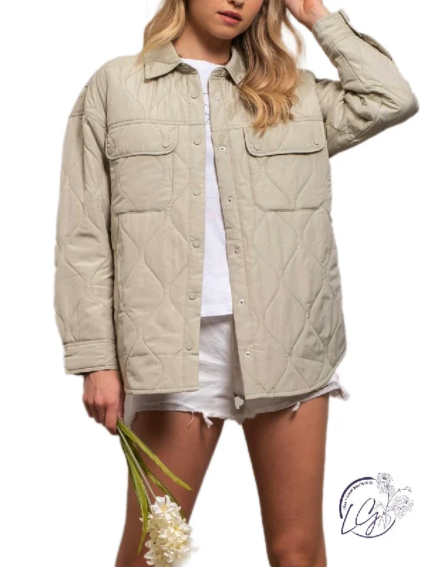 Easy Style No More Waiting Quilted Button Up Jacket