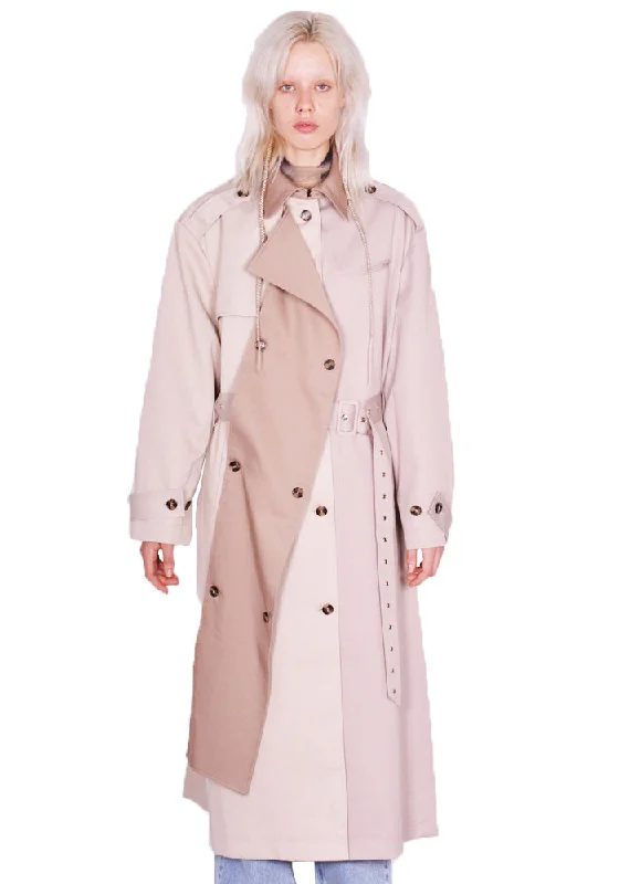 Effortless Dressing ROKH R8CA69 VM 43 LONG TRENCH COAT MULTI-BEIGE