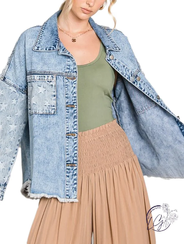 Summer Selection Star Button Down Denim Jacket