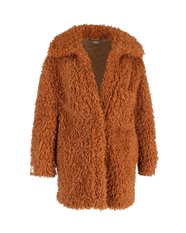 Free And Comfortable Stella McCartney Shearling Josephine Coat In Brown Faux Fur