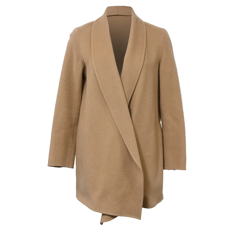 Comfortable Fashion Theory Double-Breasted Open Knit Blazer in Brown Wool