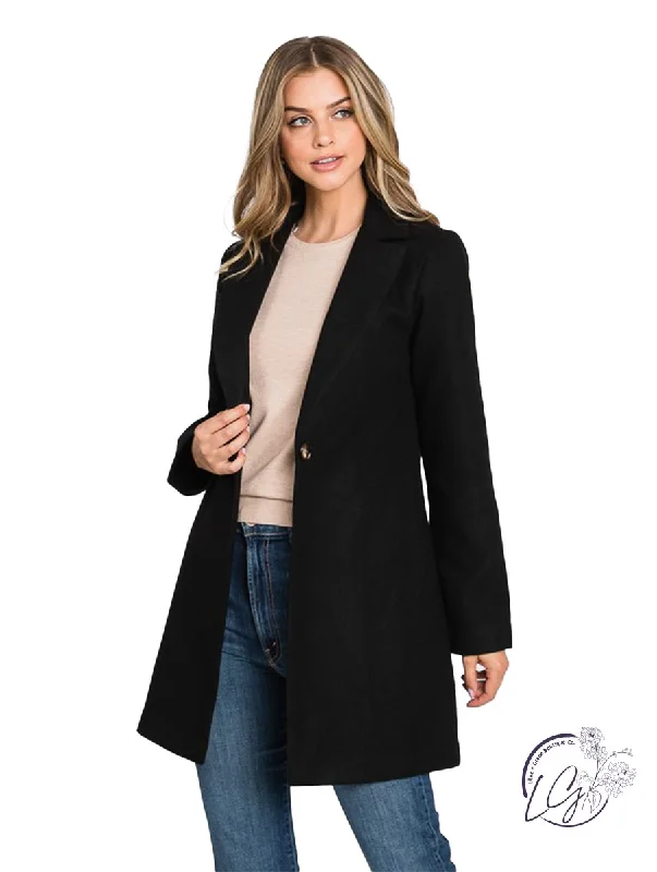 Casual Elegance Thinking Twice  Waist Tapered Overcoat